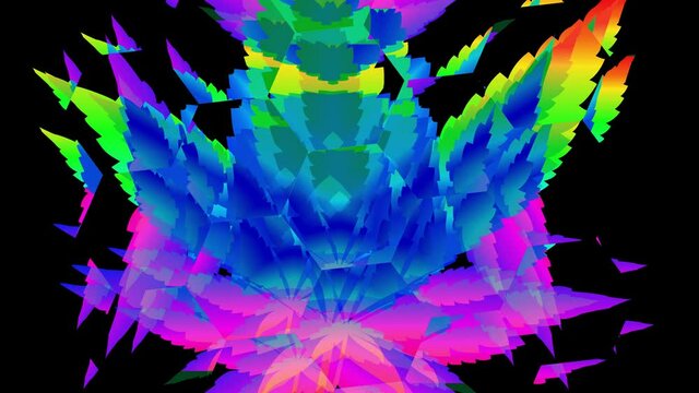 Abstract psychedelic cannabis leaf kaleidoscope motion graphic.