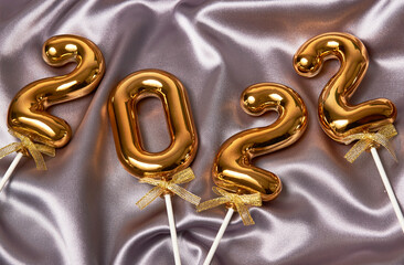 Happy New year 2022 background. Golden 2022 number