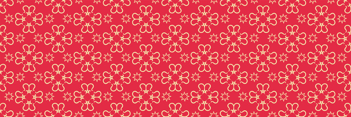 Colorful background pattern with decorative ornament on a red background. Seamless background for wallpaper, textures.