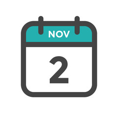 November 2 Calendar Day or Calender Date for Deadlines or Appointment