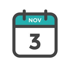 November 3 Calendar Day or Calender Date for Deadlines or Appointment