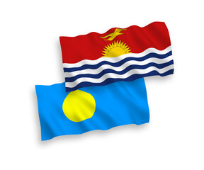 Flags of Republic of Kiribati and Palau on a white background