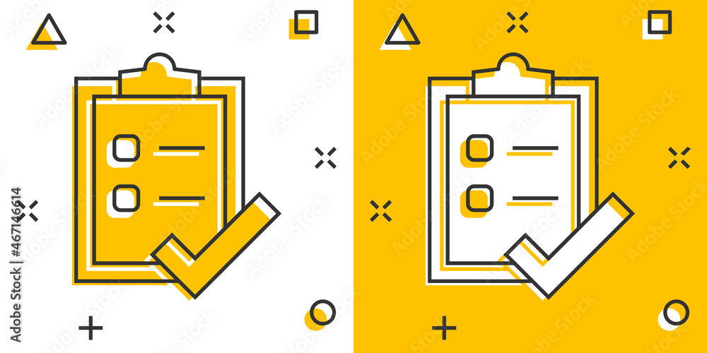 Poster to do list icon in comic style. document checklist cartoon vector illustration on white isolated bac