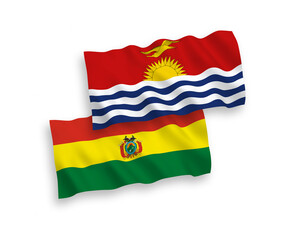 Flags of Republic of Kiribati and Bolivia on a white background