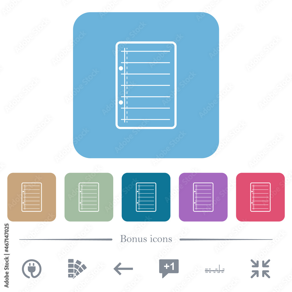 Poster scratch pad flat icons on color rounded square backgrounds