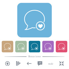 Favorote message outline flat icons on color rounded square backgrounds