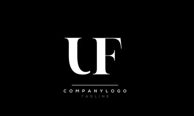 Abstract Letter Initial UF FU Vector Logo Design Template