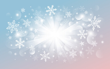Christmas and Winter banner background design of snowflake with light