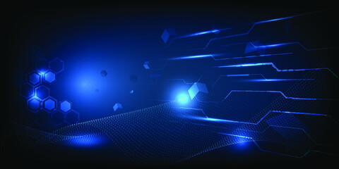 Perspective blue digital vision of world technology of the future.Vector illustrations.