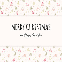 Christmas trees on a background with wishes. Xmas greeting card. Vector