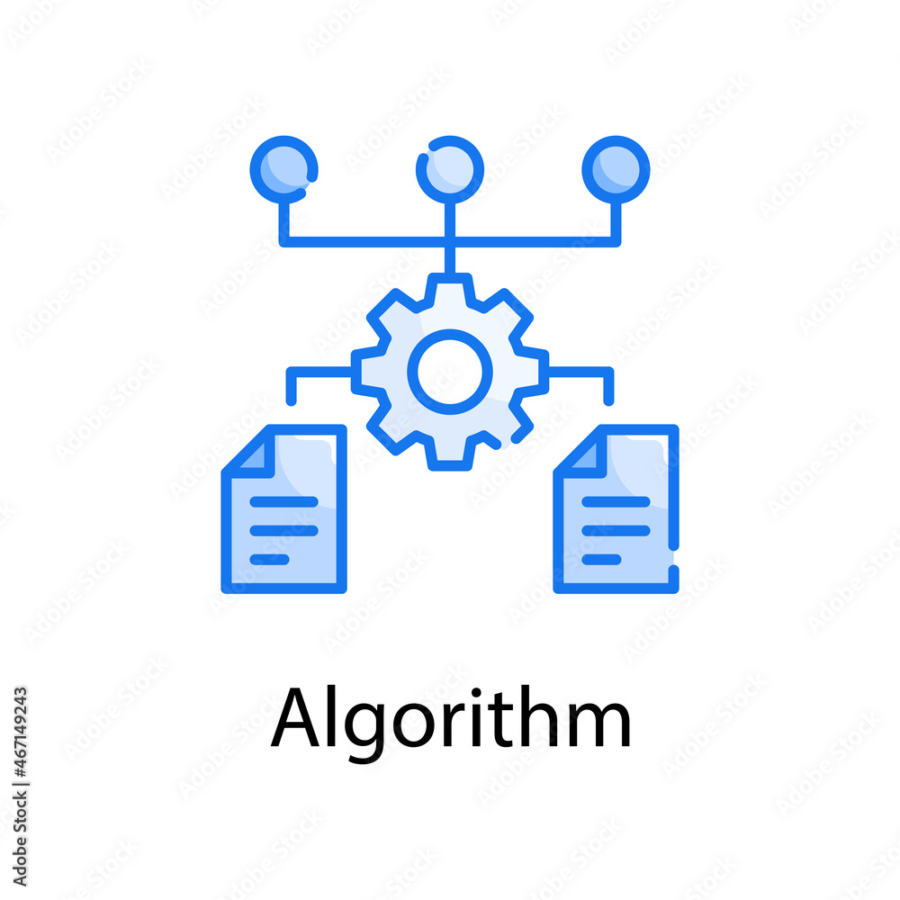 Poster algorithm vector blue colours icon design illustration. web analytics symbol on white background eps