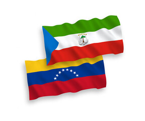 Fototapeta premium Flags of Venezuela and Republic of Equatorial Guinea on a white background
