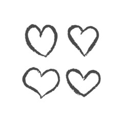 Hand drawn doodle hearts. Set of heart illustrations for valentine's day decoration. Love sketches.