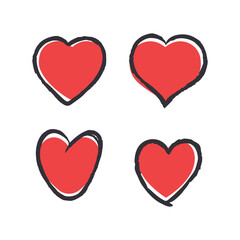Hearts doodle collection. Heart illustrations. Hand drawn valentine's day romance symbol.