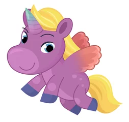 Ingelijste posters Eenhoorn cartoon scene with colorful happy horse unicorn pony  © honeyflavour