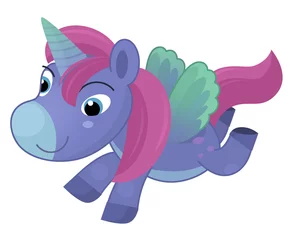 Ingelijste posters Eenhoorn cartoon scene with colorful happy horse unicorn pony  © honeyflavour