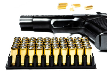A lot of cartridges and bullets for traumatic weapons