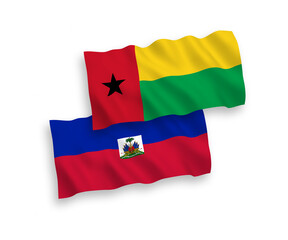 Flags of Republic of Guinea Bissau and Republic of Haiti on a white background