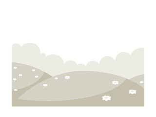 Simple cartoon background - meadow with flowers. Flat vector illustration.