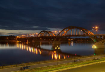 Fototapeta na wymiar View of Volga bridge in Rybinsk. Russia