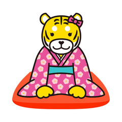 寅年　素材　お辞儀　女性
