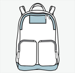 BAG flat sketch template, Bag Design Mockup, Backpack design