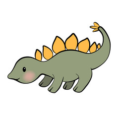 Baby dinosaur vector illustration. Cute stegosaurus cartoon isolated. Fun dinosaur animal vector. Happy colorful cartoon character vector