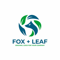 Creative unique nature fox logo design template.