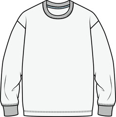 Sweatshirt Vector, unisex, Fashion Flat Sketch, Fashion Template, Technical Sketch, Menswear, Sportswear, Sweatshirt Design. You can use it as a base in your collection.