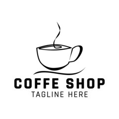 Vector illustration of a cup of hot coffee in flat style. Suitable for coffee shop logo