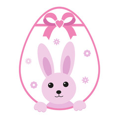 Illustration of an Easter egg with a bunny on a white background
