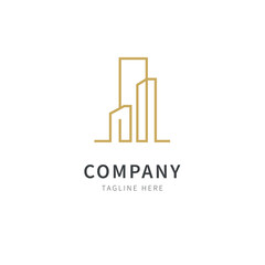 real estate logo with monoline concept, line art vector logo temple