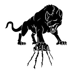 Obraz premium Wild Dog, Rip Claw Foreshortening Style