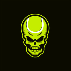 Tennisball Skull illustration logo, Tennisball with skull and inscription
