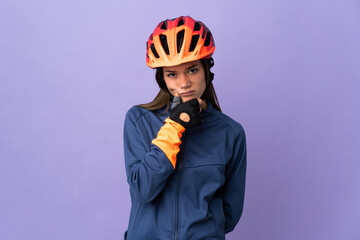 Teenager cyclist girl thinking