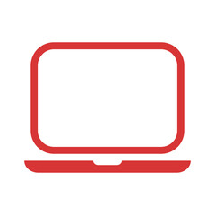 Laptop vector icon. Red symbol