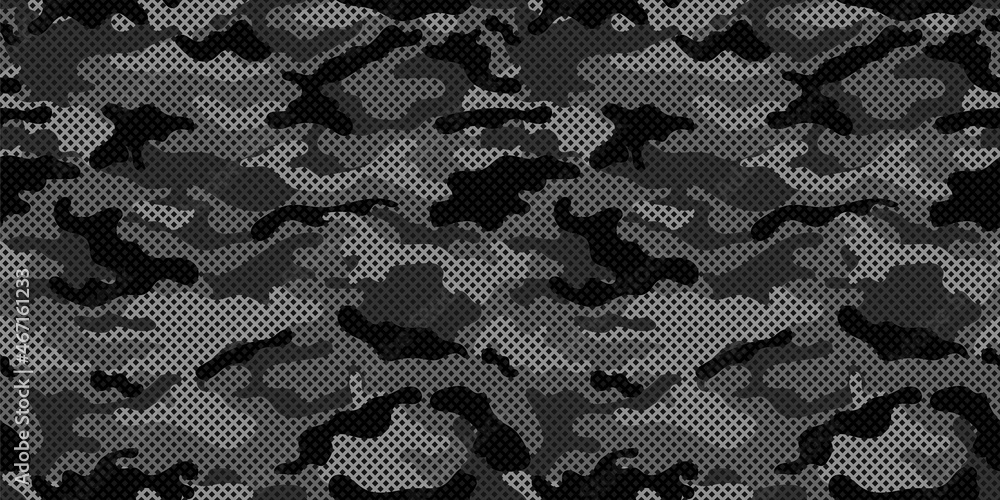 Poster camouflage texture seamless pattern with grid. vector camouflage pattern for clothing design. trendy