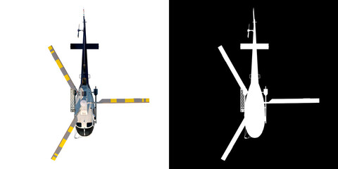 Helicopter 2- Top view white background alpha png 3D Rendering Ilustracion 3D  © Emmanuel Vidal