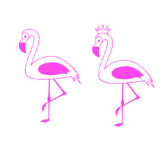 Pink Flamingo icon vector set. Pink Flamingo Crown illustration sign collection. Tropical Animal symbol or logo.