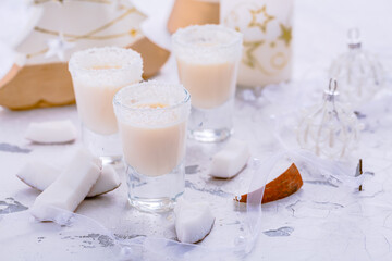 Small coconut liquor or eggnog for Christmas