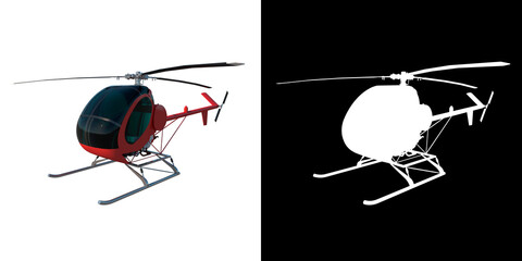 Ultra Light Helicopter 1- Perspective F view white background alpha png 3D Rendering Ilustracion 3D	