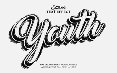 Youth text effect cartoon style. Editable text effect.