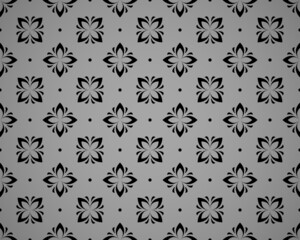 Flower geometric pattern. Seamless vector background. Black and gray ornament