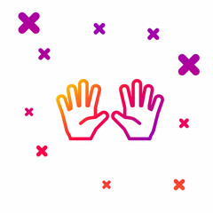 Color line Medical rubber gloves icon isolated on white background. Protective rubber gloves. Gradient random dynamic shapes. Vector