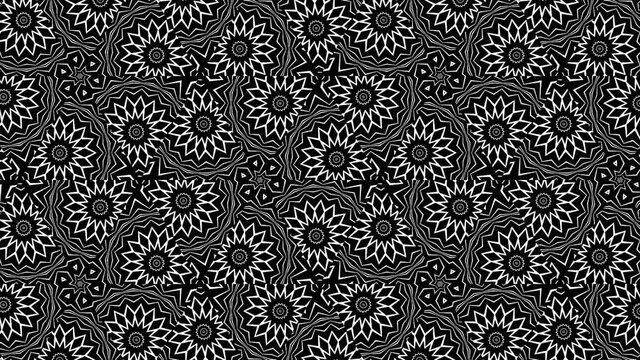 A black and white patterned rotating animation