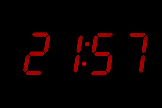 eighties red classic alarm clock display numbers reproduction from real photos and isolated on black overlay 