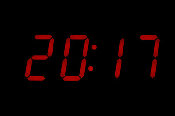 eighties red classic alarm clock display numbers reproduction from real photos and isolated on...