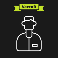 White line Laboratory assistant icon isolated on black background. Vector