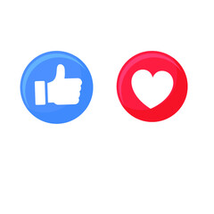 Thumb up and heart empathic reactions emoji icon Premium Vector