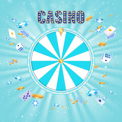 Winter wheel of fortune. Christmas casino.